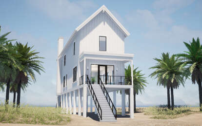 Coastal House Plan #028-00197 Elevation Photo