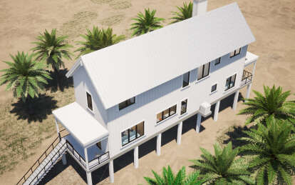 Coastal House Plan #028-00197 Elevation Photo
