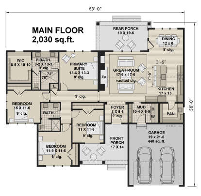 Main Floor  for House Plan #098-00412
