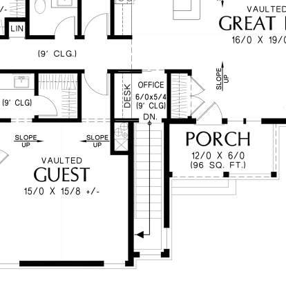 Main Floor w/ Basement Stair Location for House Plan #2559-00996