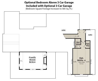 Second Floor w/ 3 Car Side Garage Option for House Plan #009-00383