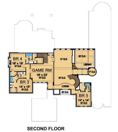 Second Floor for House Plan #5445-00526