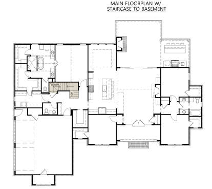 Main Floor w/ Basement Stairs Location for House Plan #4534-00110