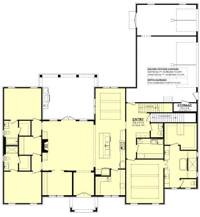 Main Floor w/ Basement Stairs Location for House Plan #041-00356