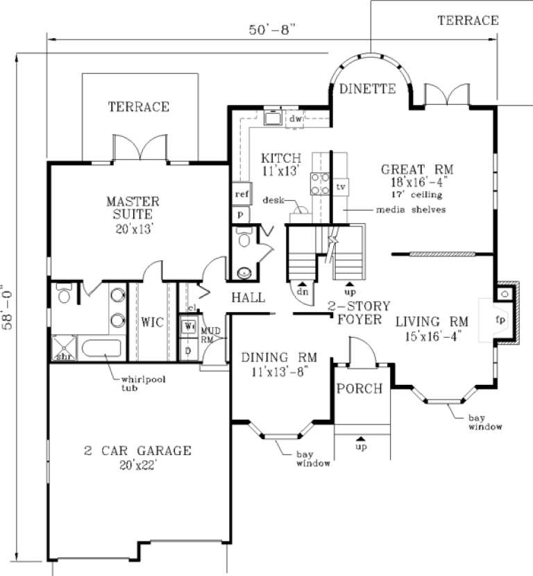 House Plan House Plan #309 Drawing 1