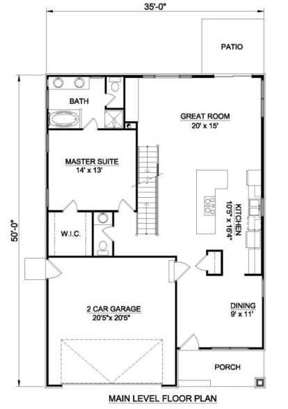 Floorplan 1 for House Plan #340-00023