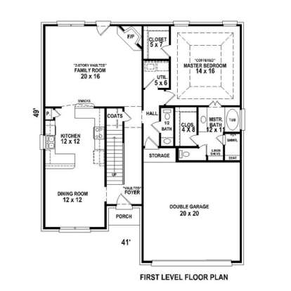 Floorplan 1 for House Plan #053-00481