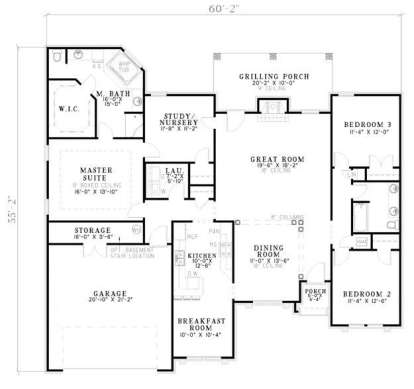 Floorplan 1 for House Plan #110-00533