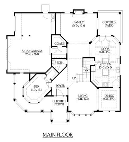 Floorplan 1 for House Plan #341-00163