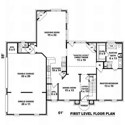 Floorplan 1 for House Plan #053-00566