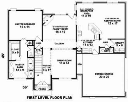 Floorplan 1 for House Plan #053-00704