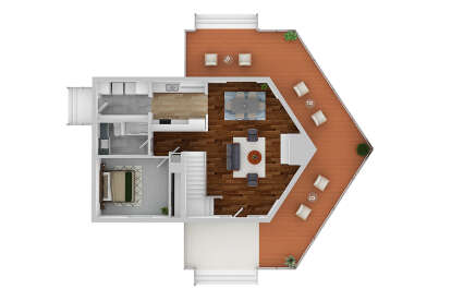 Overhead First Floor for House Plan #035-00088