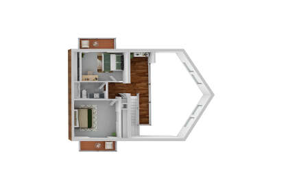 Overhead Second Floor for House Plan #035-00088