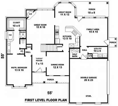 Floorplan 1 for House Plan #053-00796