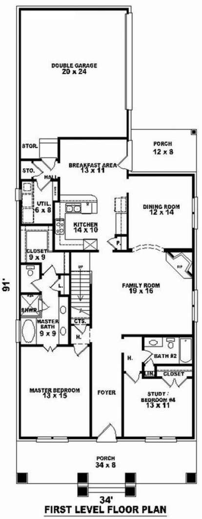 Floorplan 1 for House Plan #053-00934