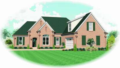 French Country House Plan #053-00999 Elevation Photo