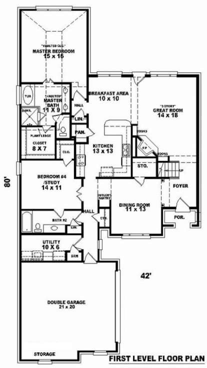 Floorplan 1 for House Plan #053-01013