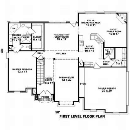 Floorplan 1 for House Plan #053-01030