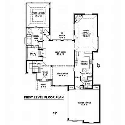 Floorplan 1 for House Plan #053-01184