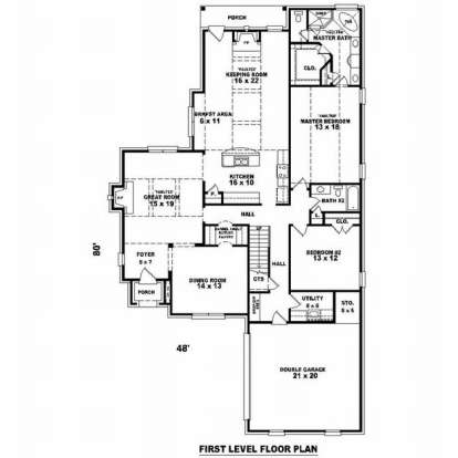 Floorplan 1 for House Plan #053-01269