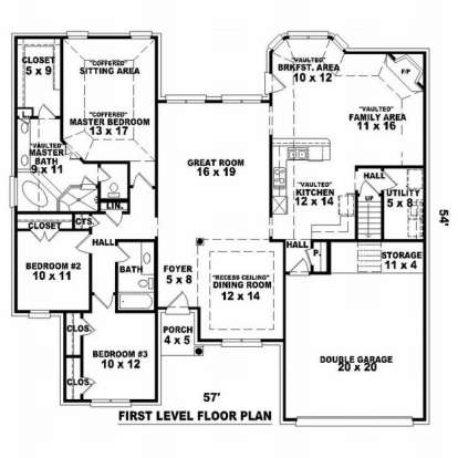 Floorplan 1 for House Plan #053-01291