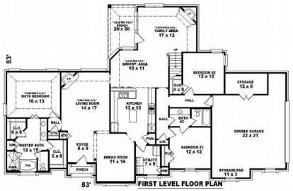 Floorplan 1 for House Plan #053-01514
