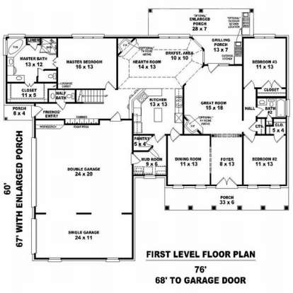 Floorplan 1 for House Plan #053-01533
