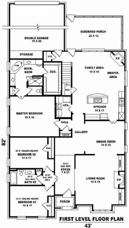 Floorplan 1 for House Plan #053-01656