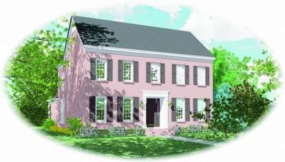 Colonial House Plan #053-01696 Elevation Photo