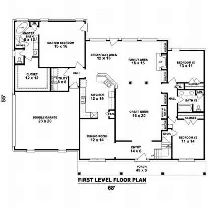 Floorplan 1 for House Plan #053-01774