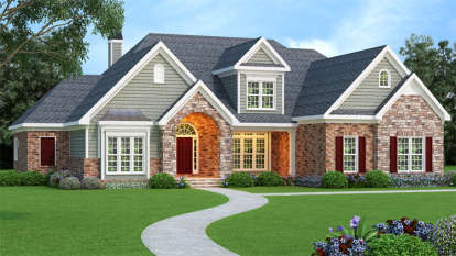 Luxury House Plan #009-00077 Elevation Photo
