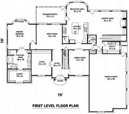 Floorplan 1 for House Plan #053-01871