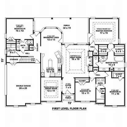 Floorplan 1 for House Plan #053-01873