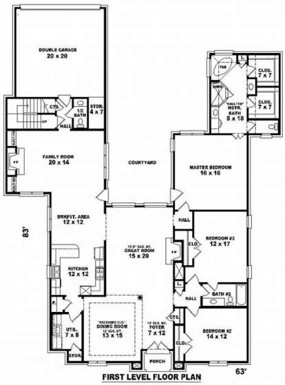 Floorplan 1 for House Plan #053-01971