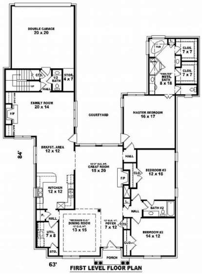 Floorplan 1 for House Plan #053-01972