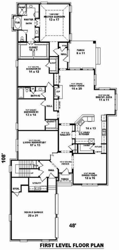Floorplan 1 for House Plan #053-02018