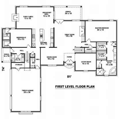 Floorplan 1 for House Plan #053-02061