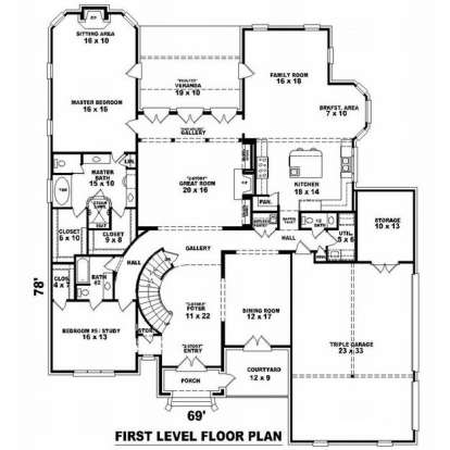 Floorplan 1 for House Plan #053-02125