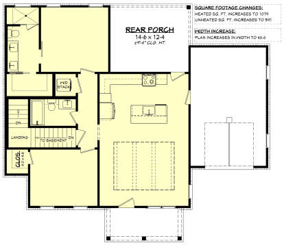 Main Floor w/ Basement Stairs Location for House Plan #041-00344