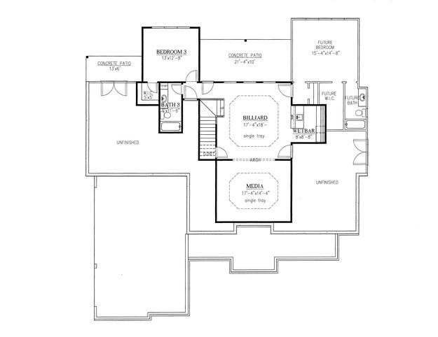 Bungalow Plan: 3,466 Square Feet, 4 Bedrooms, 4 Bathrooms - 286-00012