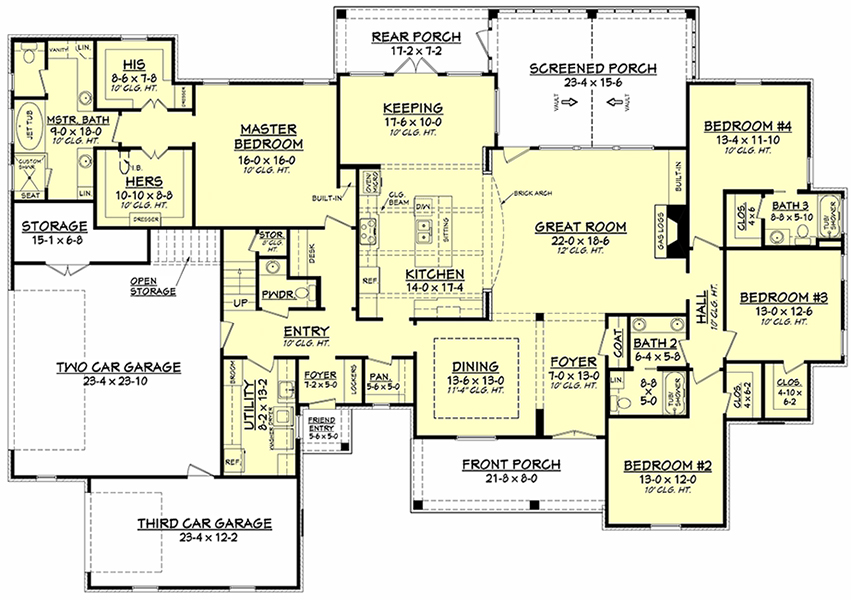 French Country Plan  3 195 Square Feet 4  Bedrooms  3 5  