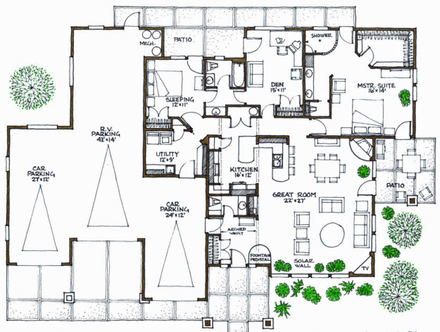 Passive Solar Plan  2 081 Square Feet 3 Bedrooms 2 5 