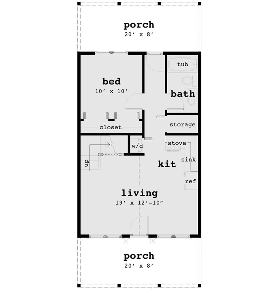 Cottage Plan 860 Square Feet, 2 Bedrooms, 1 Bathroom