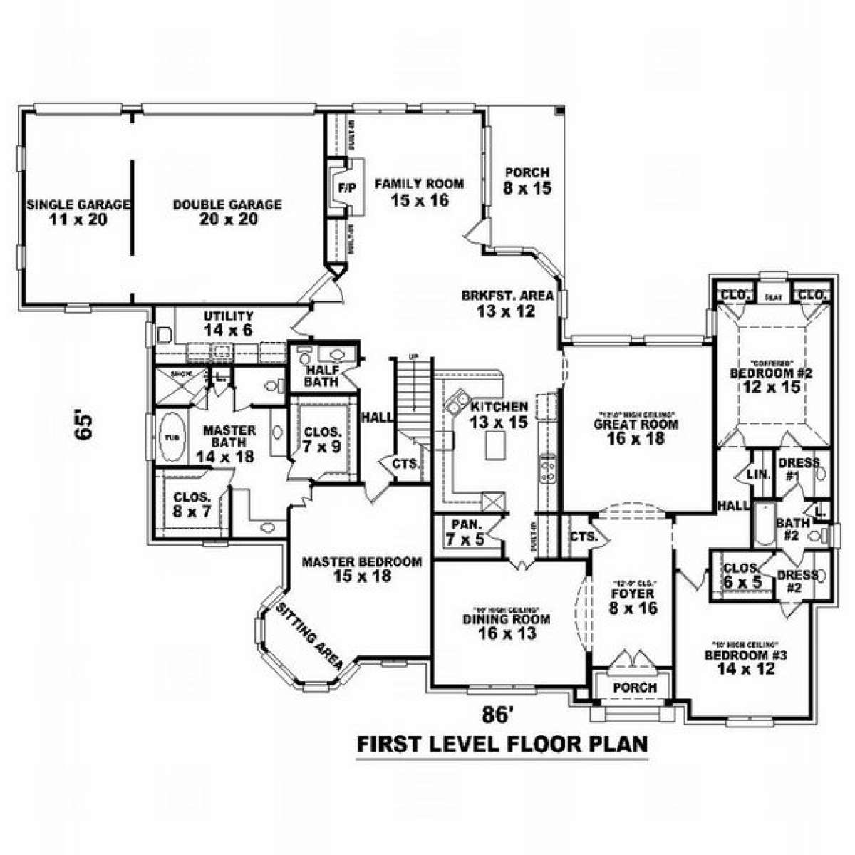 Floorplan 1 for House Plan #053-02132