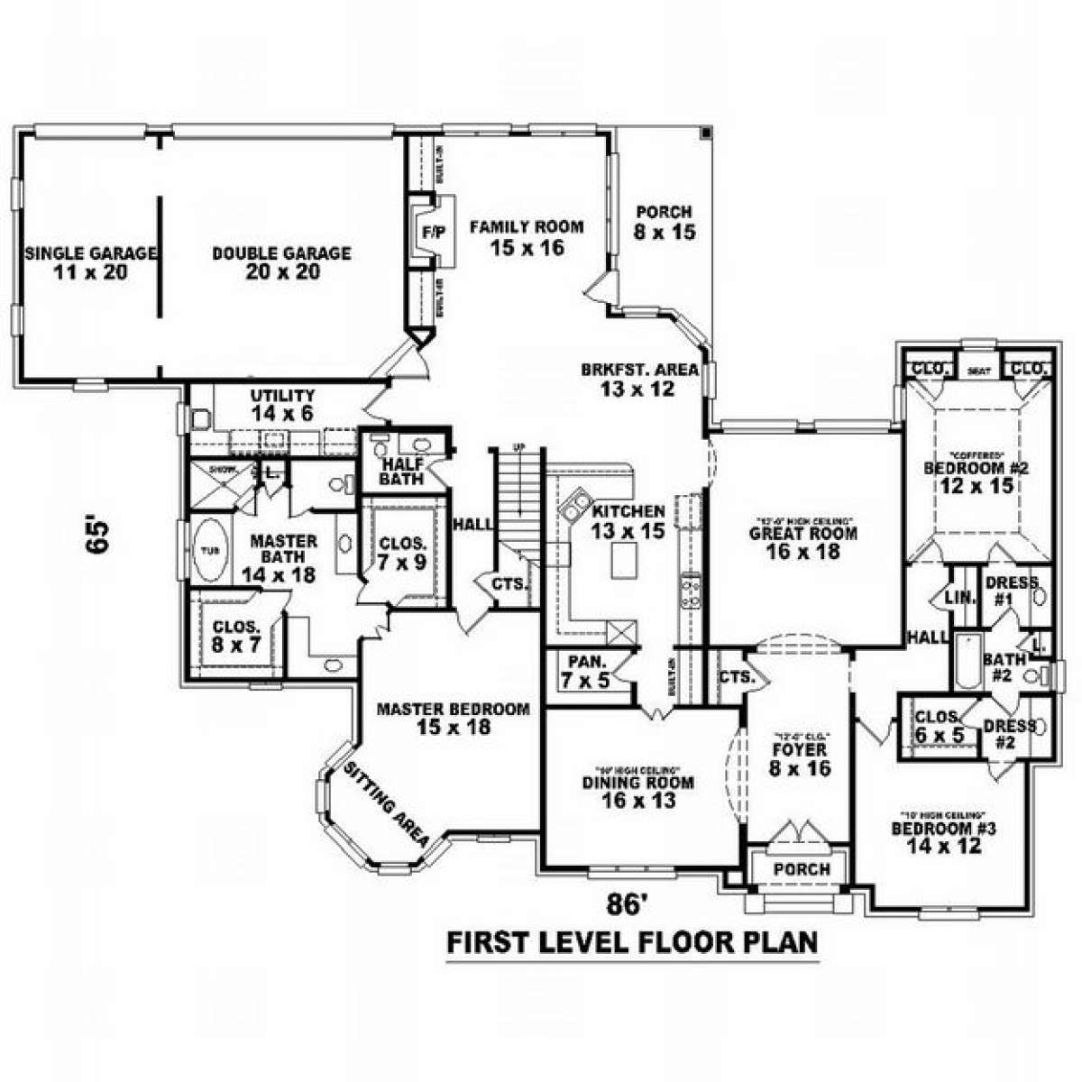 Floorplan 1 for House Plan #053-02134