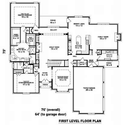 Floorplan 1 for House Plan #053-02135