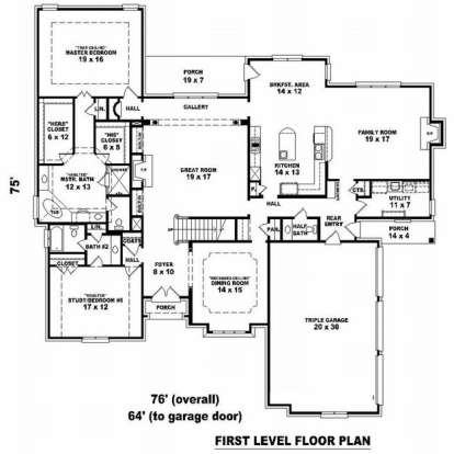 Floorplan 1 for House Plan #053-02136
