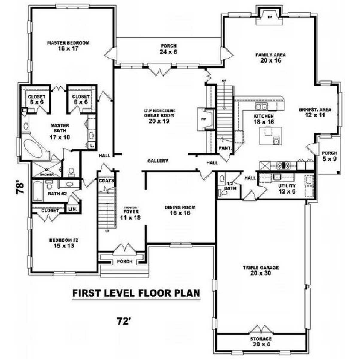 Floorplan 1 for House Plan #053-02138