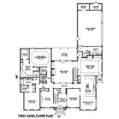 Floorplan 1 for House Plan #053-02139