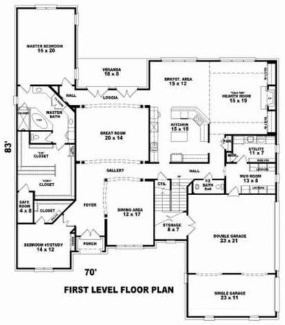 Floorplan 1 for House Plan #053-02159